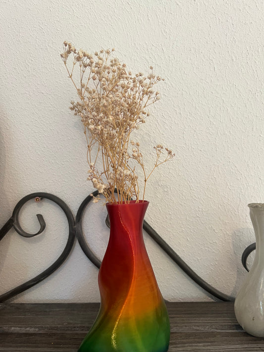 Vase Twisty Farbverlauf grün, orange, rot